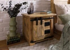 Nachttisch Mango 50x40x45 Natur Lackiert RAILWAY #1012
