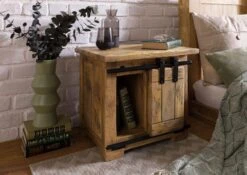 Nachttisch Mango 50x40x45 Natur Lackiert RAILWAY #1012 -Massivmoebel24 09 680 772 0112 04