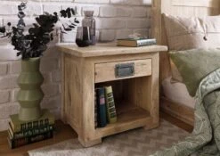 Nachttisch Mango 50x40x45 Beige Lackiert RAILWAY #387