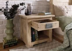 Nachttisch Mango 50x40x45 Beige Lackiert RAILWAY #387 -Massivmoebel24 09 680 772 2087 04