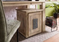 Nachttisch Mango 50x50x60 Beige Lackiert RAILWAY #3002