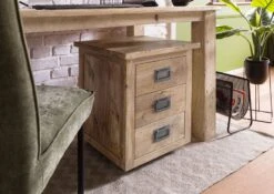 Nachttisch Mango 50x50x60 Beige Lackiert RAILWAY #3003