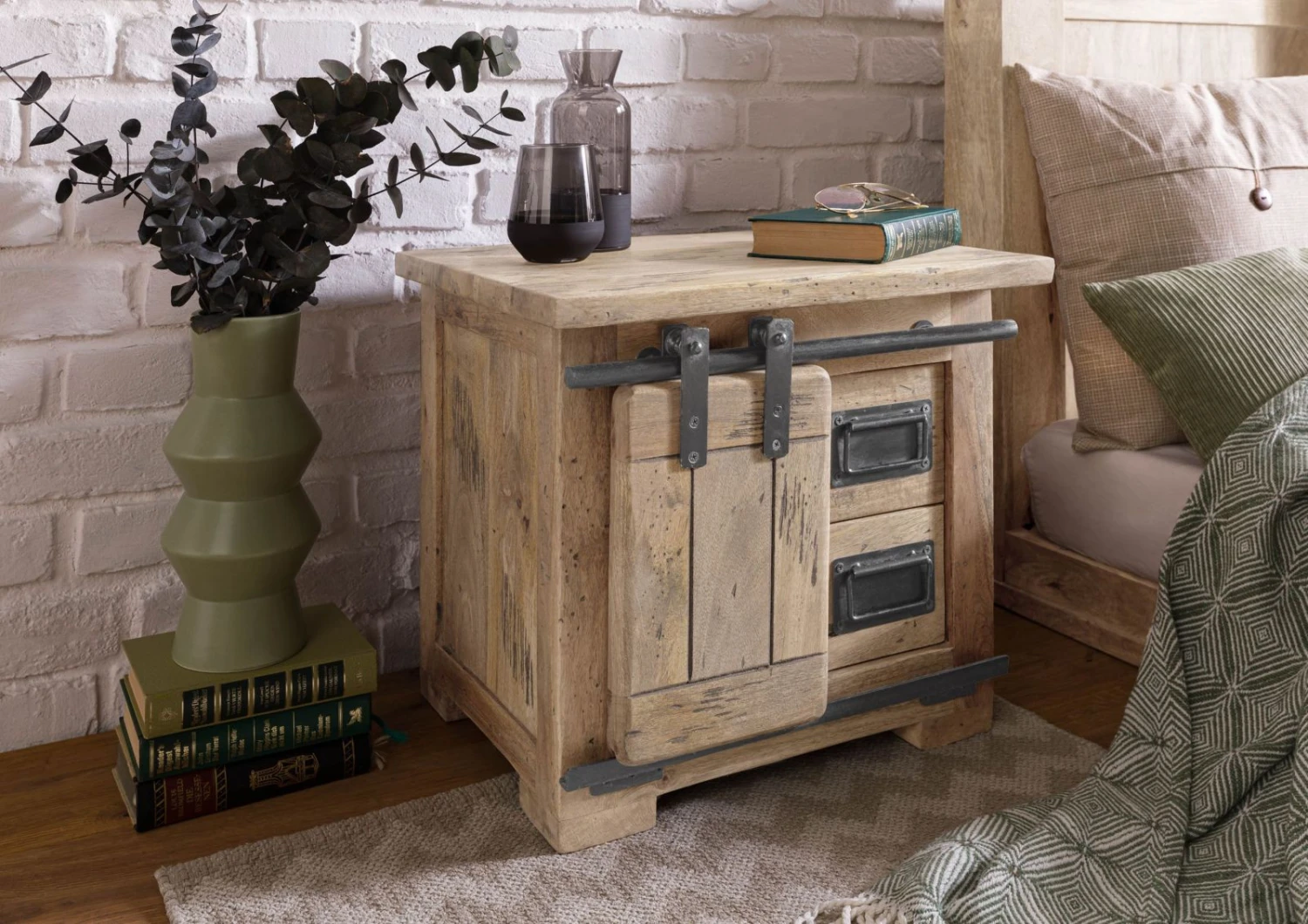 Nachttisch Mango 50x40x45 Beige Lackiert RAILWAY #3012 3 Nachttisch Mango 50x40x45 Beige Lackiert RAILWAY #3012