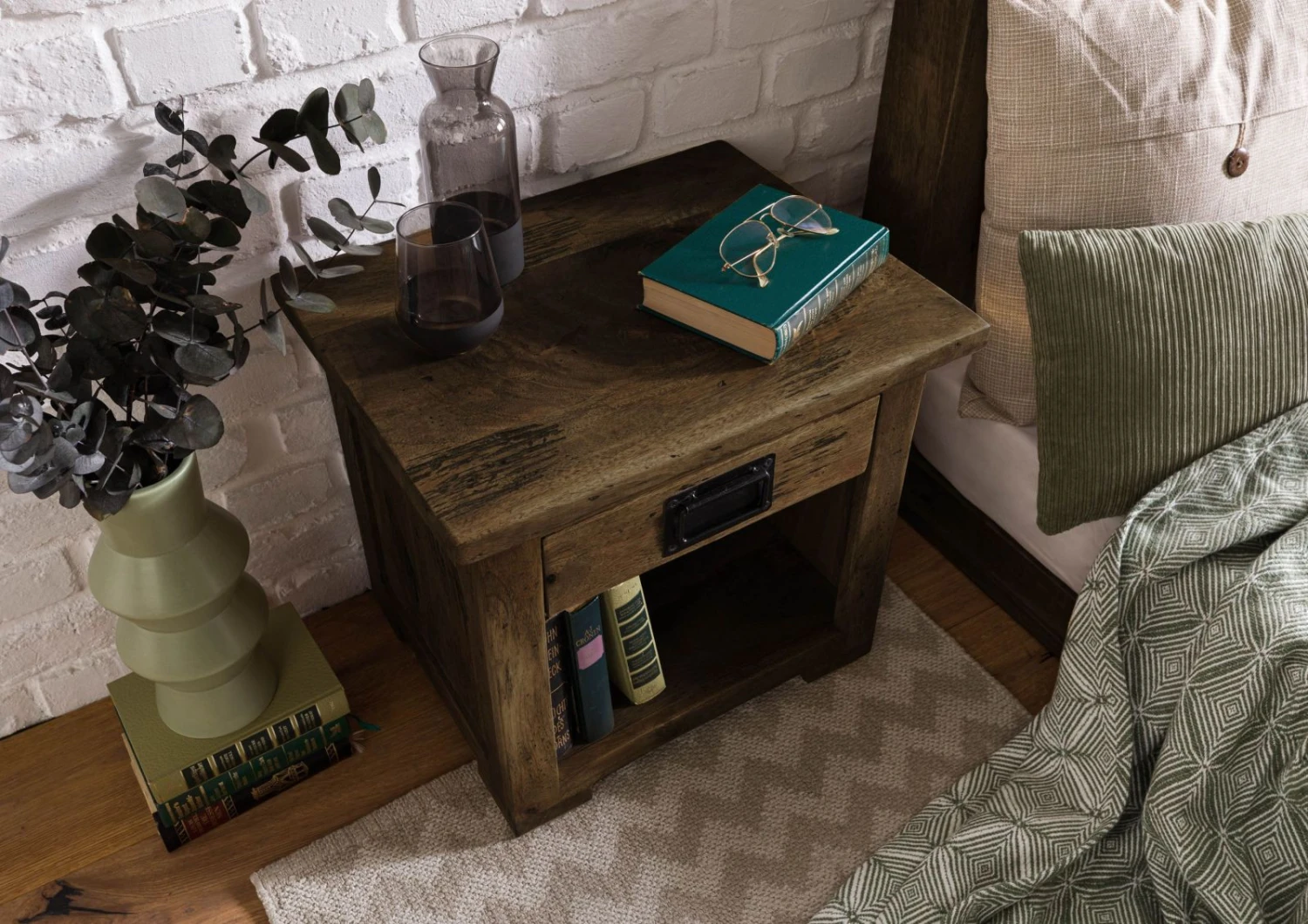 Nachttisch Mango 50x40x45 Braun Lackiert RAILWAY #487 4 Nachttisch Mango 50x40x45 Braun Lackiert RAILWAY #487 - immagine 2