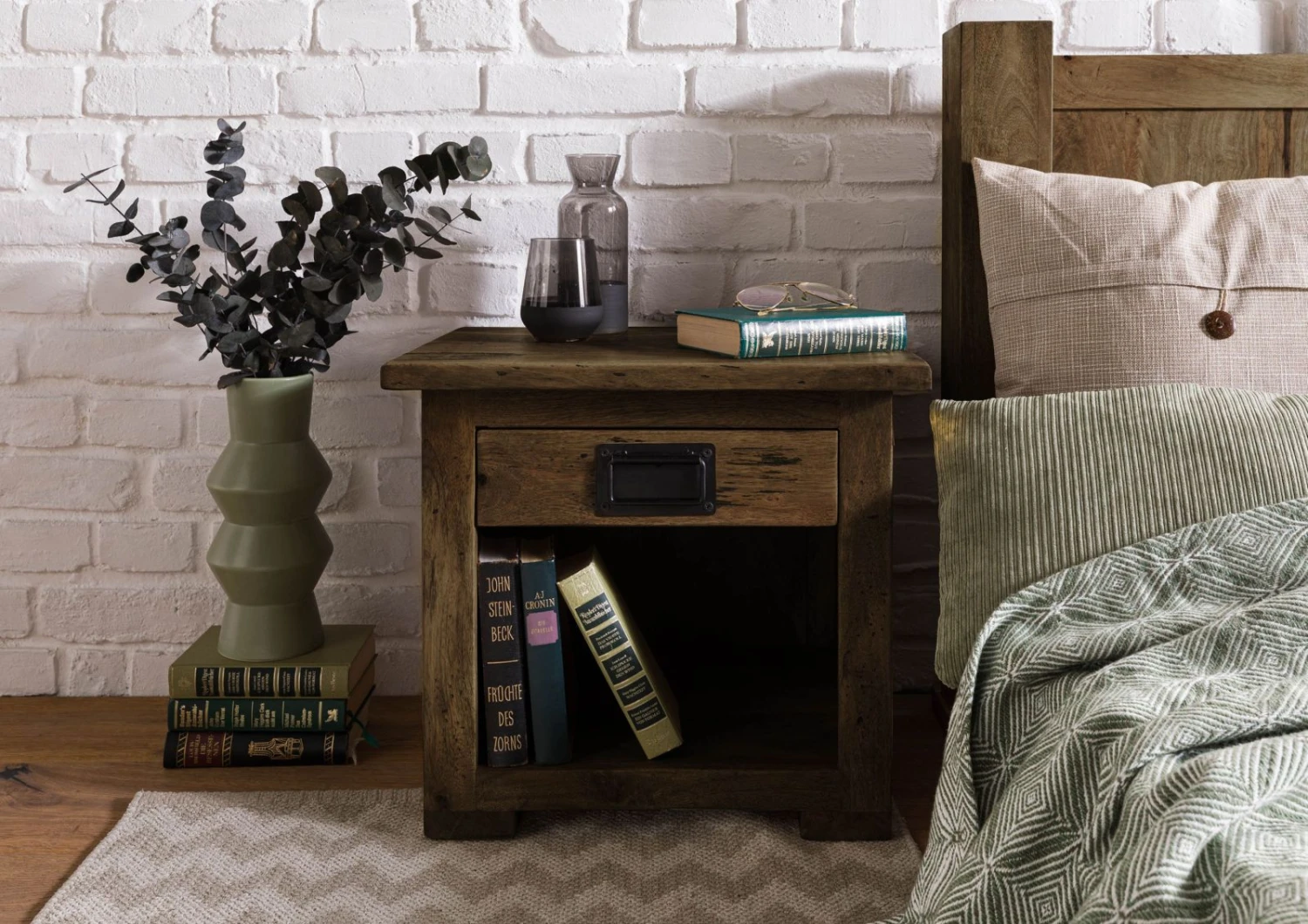 Nachttisch Mango 50x40x45 Braun Lackiert RAILWAY #487 5 Nachttisch Mango 50x40x45 Braun Lackiert RAILWAY #487 - immagine 3