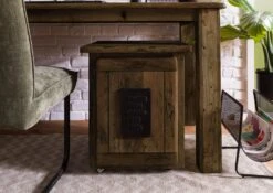 Nachttisch Mango 50x50x60 Braun Lackiert RAILWAY #4002 -Massivmoebel24 09 680 772 3102 03