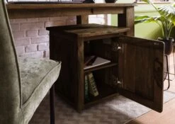 Nachttisch Mango 50x50x60 Braun Lackiert RAILWAY #4002 -Massivmoebel24 09 680 772 3102 04