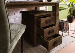 Nachttisch Mango 50x50x60 Braun Lackiert RAILWAY #4003 -Massivmoebel24 09 680 772 3103 04