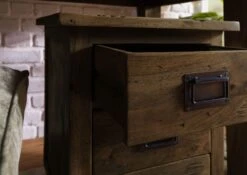 Nachttisch Mango 50x50x60 Braun Lackiert RAILWAY #4003 -Massivmoebel24 09 680 772 3103 06