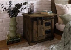 Nachttisch Mango 50x40x45 Braun Lackiert RAILWAY #4012