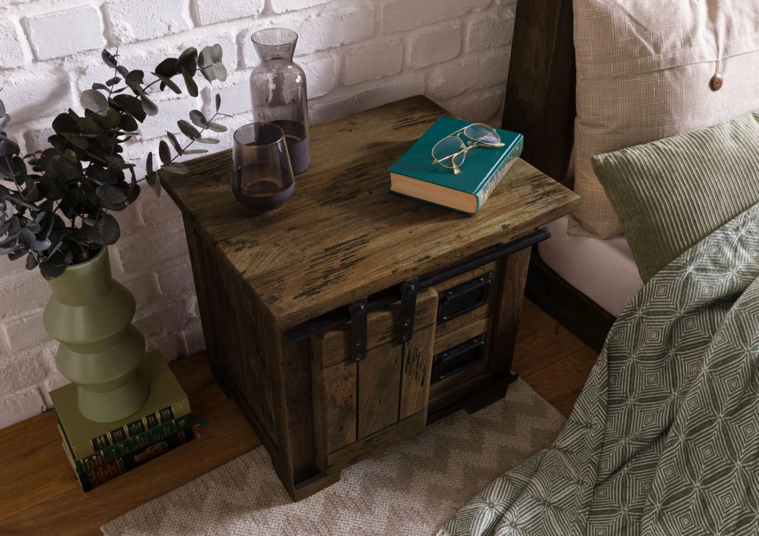 Nachttisch Mango 50x40x45 Braun Lackiert RAILWAY #4012 4 Nachttisch Mango 50x40x45 Braun Lackiert RAILWAY #4012 - immagine 2