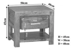 Comodino In Legno Di Sheesham / Palissandro 50x40x45 Miele Laccato METRO LIFE #127 14 Comodino In Legno Di Sheesham / Palissandro 50x40x45 Miele Laccato METRO LIFE #127 -Massivmoebel24 09 681 520 1027 8