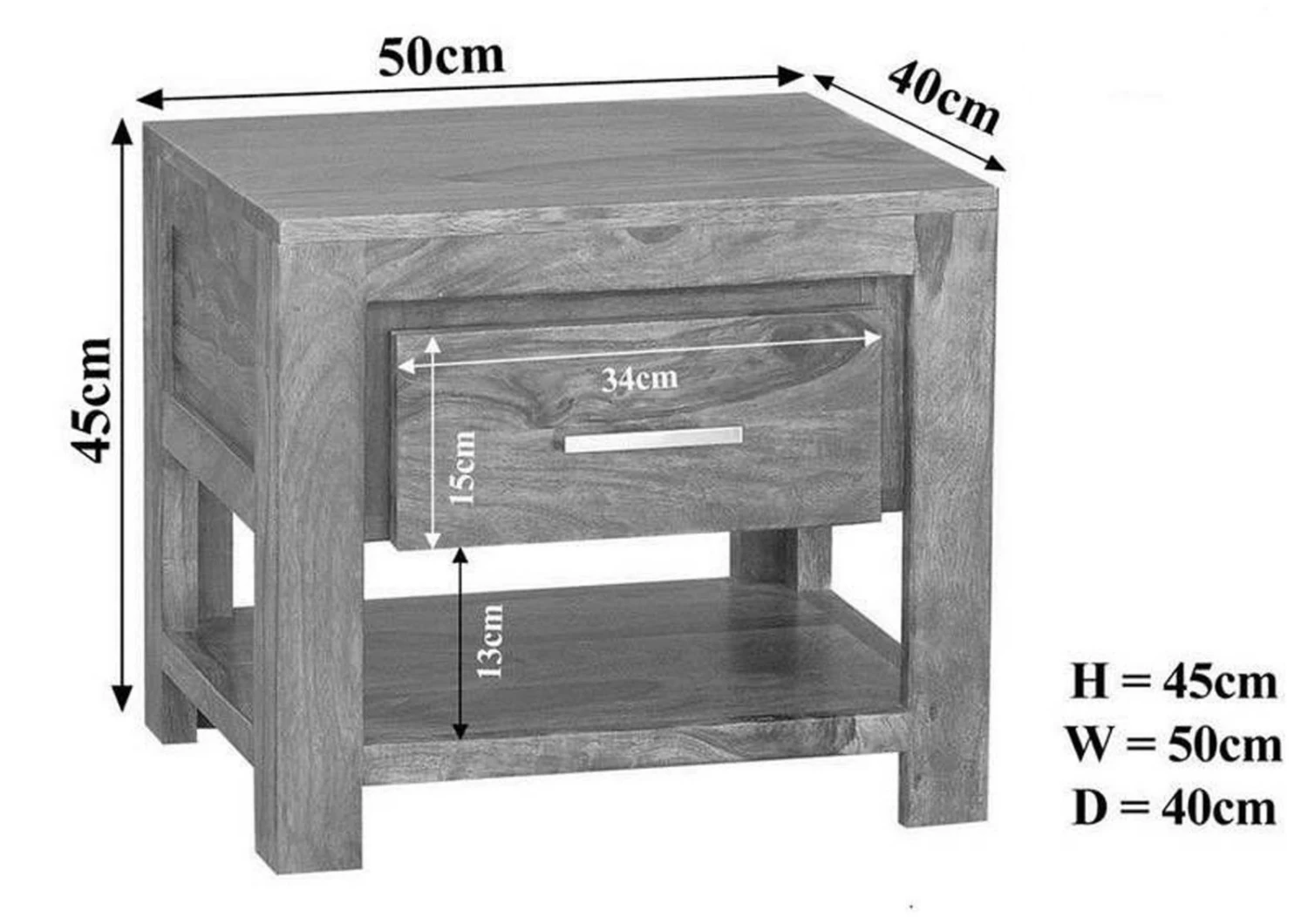 Comodino In Legno Di Sheesham / Palissandro 50x40x45 Miele Laccato METRO LIFE #127 8 Comodino In Legno Di Sheesham / Palissandro 50x40x45 Miele Laccato METRO LIFE #127 - immagine 6