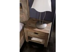 Comodino In Legno Di Sheesham / Palissandro 50x35x45 Grigio Scuro Oliato NATURE GREY #91