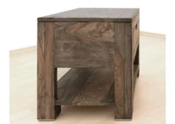 Comodino In Legno Di Sheesham / Palissandro 50x35x45 Grigio Scuro Oliato NATURE GREY #91 -Massivmoebel24 09 681 550 0091 3