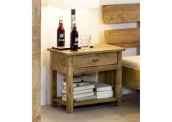 Comodino In Legno Di Sheesham / Palissandro 50x35x45 Marrone Oliato NATURE BROWN #91