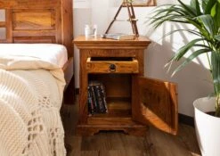 Comodino In Legno Di Acacia 45x40x60 Miele Dorato Laccato OXFORD #270 14 Comodino In Legno Di Acacia 45x40x60 Miele Dorato Laccato OXFORD #270 -Massivmoebel24 09 681 610 4044 4