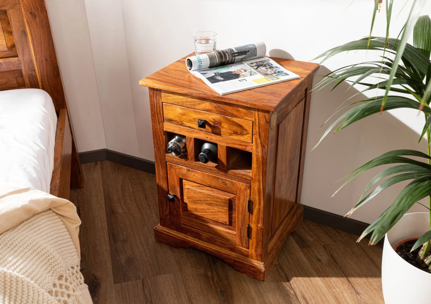 Comodino In Legno Di Acacia 46x40x65 Miele Dorato Laccato OXFORD #268 4 Comodino In Legno Di Acacia 46x40x65 Miele Dorato Laccato OXFORD #268 - immagine 2