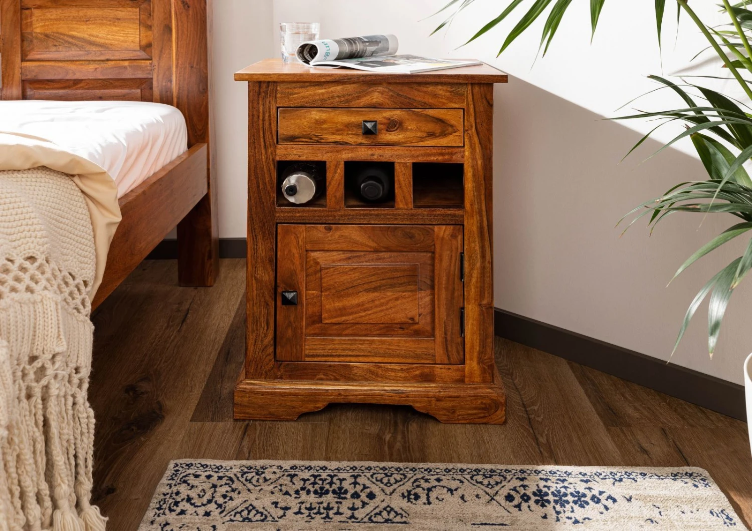 Comodino In Legno Di Acacia 46x40x65 Miele Dorato Laccato OXFORD #268 5 Comodino In Legno Di Acacia 46x40x65 Miele Dorato Laccato OXFORD #268 - immagine 3