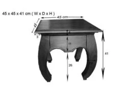 Comodino In Legno Di Acacia 45x45x42 Nougat Laccato OPIUM #266 -Massivmoebel24 09 681 620 3906 8