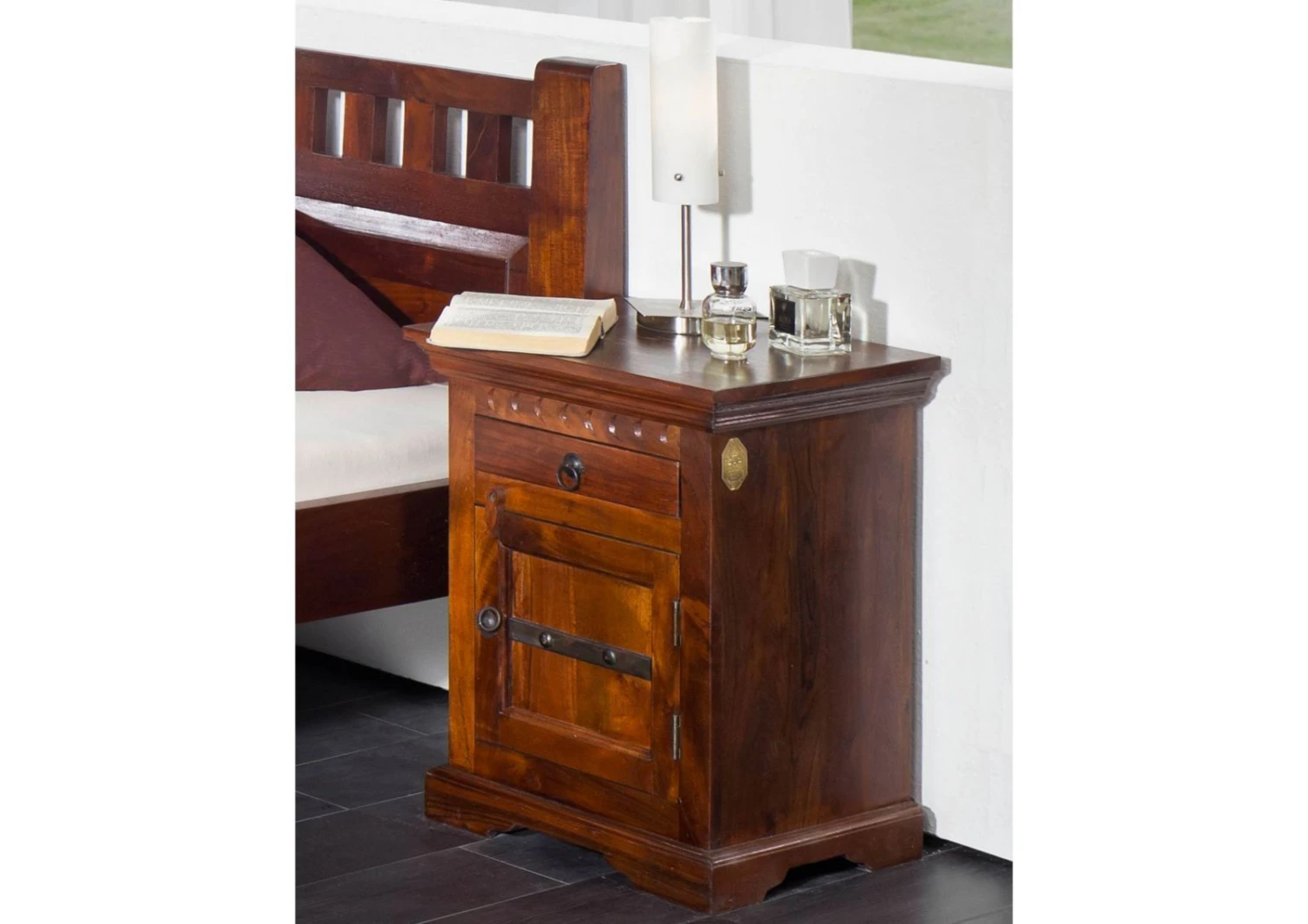 Comodino In Legno Di Acacia 45x40x60 Nougat Laccato OXFORD #271 3 Comodino In Legno Di Acacia 45x40x60 Nougat Laccato OXFORD #271