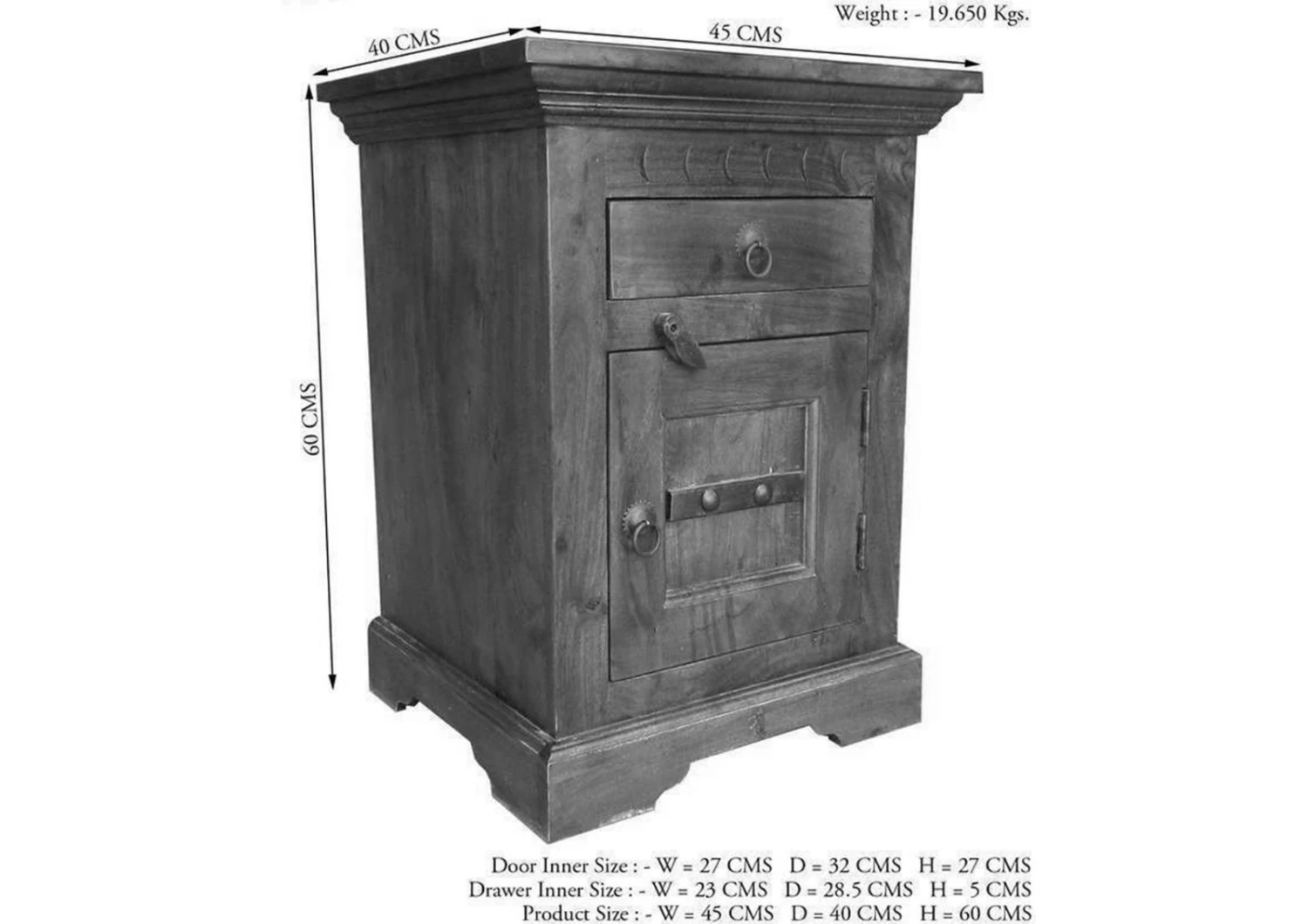 Comodino In Legno Di Acacia 45x40x60 Nougat Laccato OXFORD #271 4 Comodino In Legno Di Acacia 45x40x60 Nougat Laccato OXFORD #271 - immagine 2