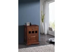 Comodino In Legno Di Acacia 46x40x65 Nougat Laccato OXFORD #269