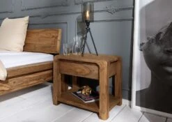 Comodino In Legno Di Sheesham / Palissandro 60x40x50 Marrone Oliato BUENO #005