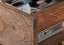 Comodino In Legno Di Sheesham / Palissandro 60x40x50 Grigio Scuro Oliato BUENO -Massivmoebel24 09 681 679 0015 7