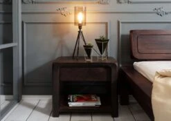 Comodino In Legno Di Acacia 60x40x50 Tabacco Laccato BUENO #035 -Massivmoebel24 09 681 679 0035 3