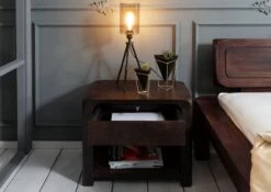 Comodino In Legno Di Acacia 60x40x50 Tabacco Laccato BUENO #035 -Massivmoebel24 09 681 679 0035 4