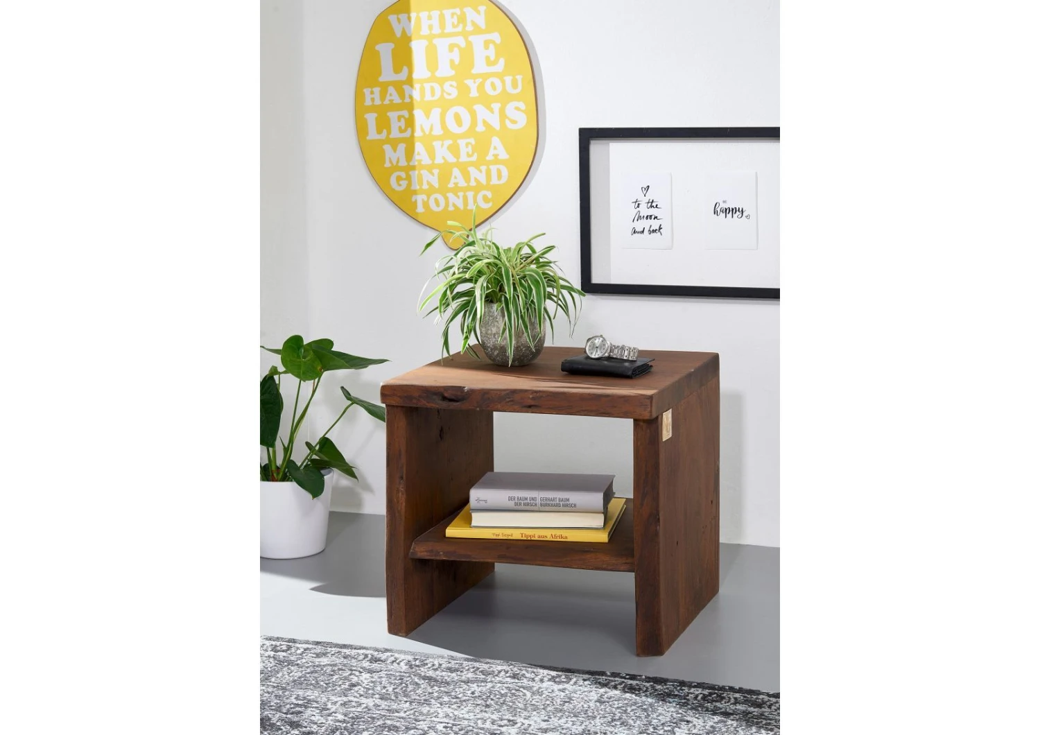 Comodino In Legno Di Acacia 45x40x45 Marrone Laccato PURE ACACIA #010 3 Comodino In Legno Di Acacia 45x40x45 Marrone Laccato PURE ACACIA #010