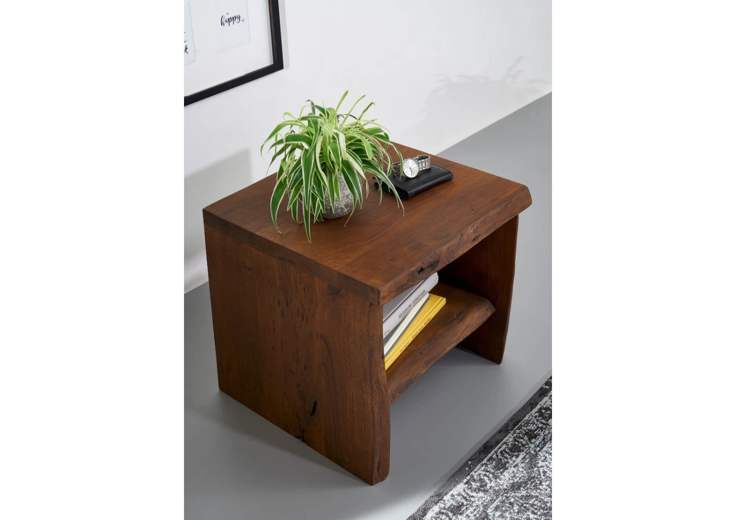 Comodino In Legno Di Acacia 45x40x45 Marrone Laccato PURE ACACIA #010 4 Comodino In Legno Di Acacia 45x40x45 Marrone Laccato PURE ACACIA #010 - immagine 2