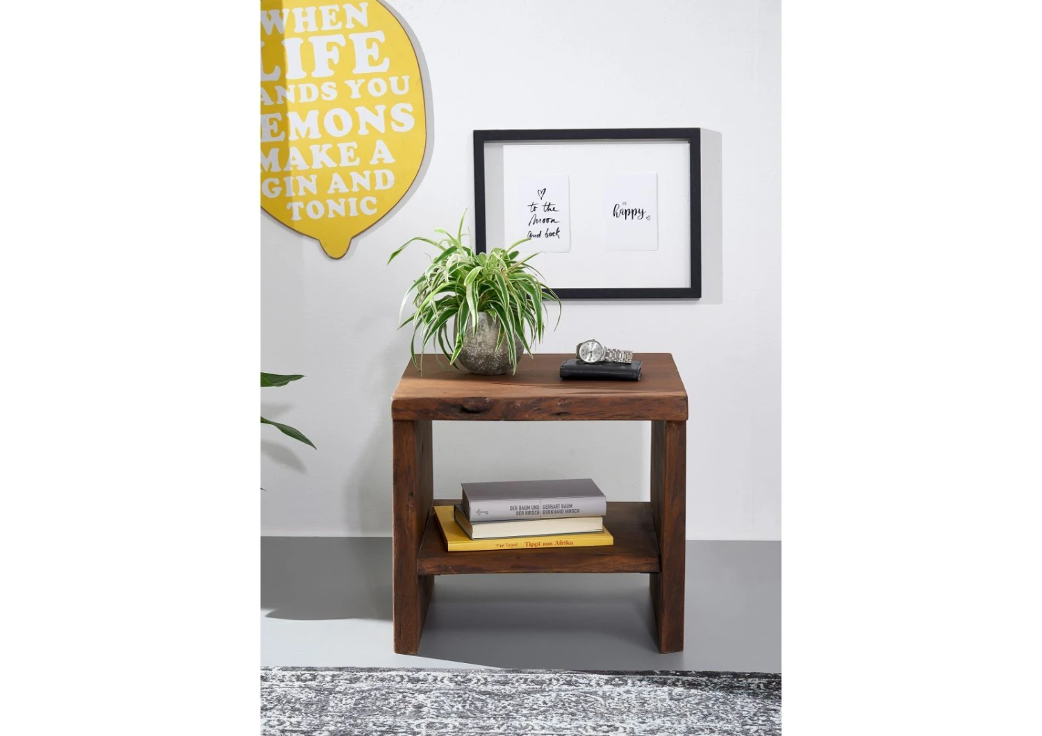 Comodino In Legno Di Acacia 45x40x45 Marrone Laccato PURE ACACIA #010 5 Comodino In Legno Di Acacia 45x40x45 Marrone Laccato PURE ACACIA #010 - immagine 3