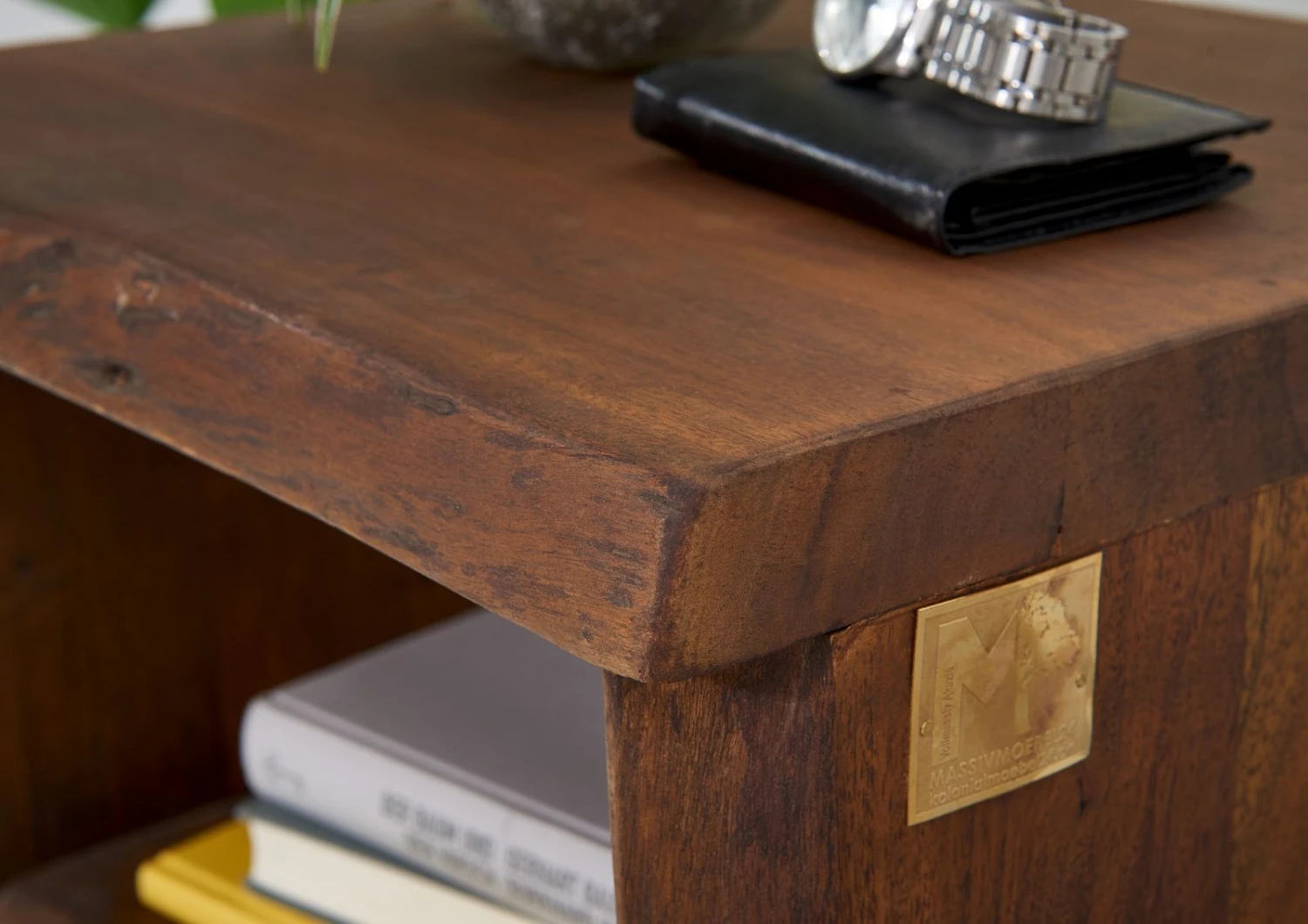 Comodino In Legno Di Acacia 45x40x45 Marrone Laccato PURE ACACIA #010 6 Comodino In Legno Di Acacia 45x40x45 Marrone Laccato PURE ACACIA #010 - immagine 4