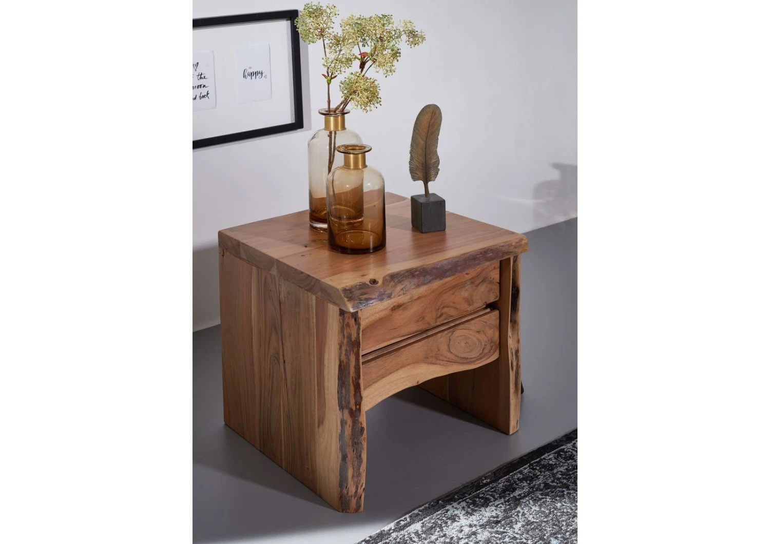 Comodino In Legno Di Acacia 45x40x45 Acacia Naturale Laccato PURE ACACIA #311 4 Comodino In Legno Di Acacia 45x40x45 Acacia Naturale Laccato PURE ACACIA #311 - immagine 2