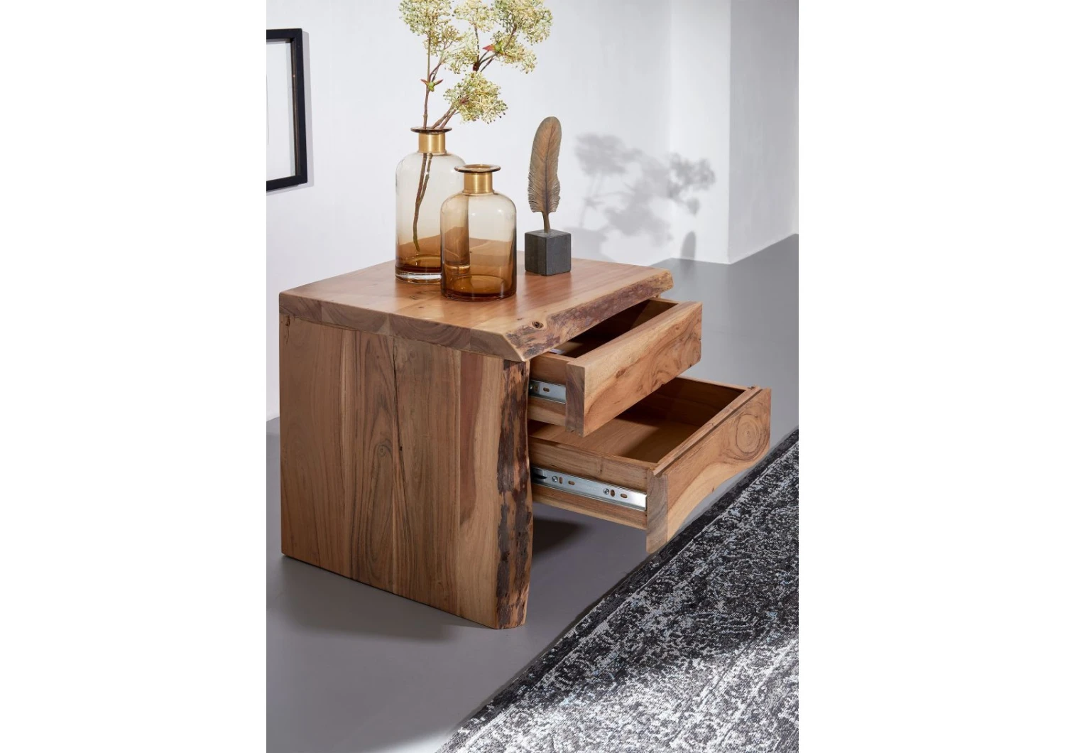 Comodino In Legno Di Acacia 45x40x45 Acacia Naturale Laccato PURE ACACIA #311 6 Comodino In Legno Di Acacia 45x40x45 Acacia Naturale Laccato PURE ACACIA #311 - immagine 4