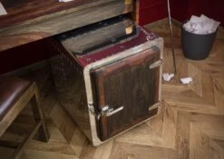 TAMBORA #781 Comodino In Legno Di Sheesham - Oliato / Strong Grey 50x50x60 -Massivmoebel24 09 900 556 1081 3