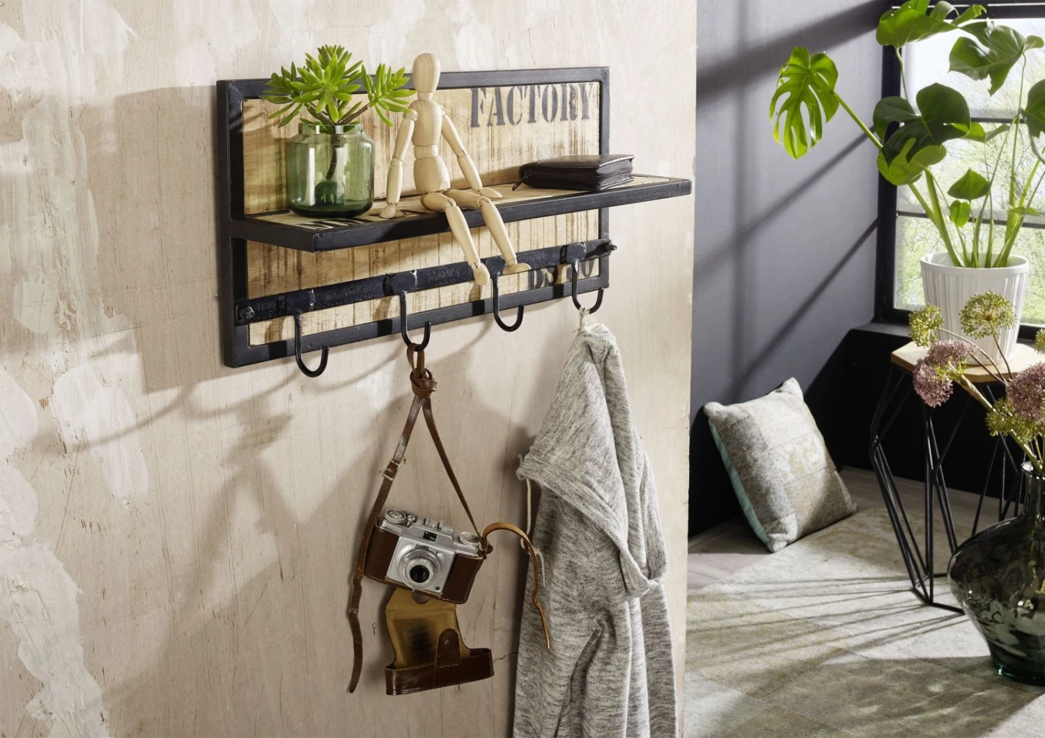 FACTORY #153 Appendiabiti In Legno Di Mango E Ferro - Stampato 61x14x31 9 FACTORY #153 Appendiabiti In Legno Di Mango E Ferro - Stampato 61x14x31 - immagine 7