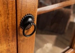 Vetrina In Legno Di Acacia 52x24x69 Miele Dorato Laccato OXFORD #01002 -Massivmoebel24 09 900 610 9002 7