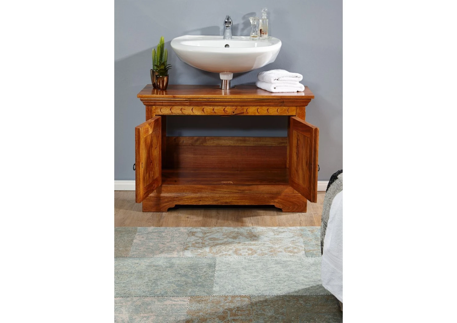 OXFORD #01005 Mobile Lavabo In Legno Di Acacia - Laccato / Miele 88x43x60 7 OXFORD #01005 Mobile Lavabo In Legno Di Acacia - Laccato / Miele 88x43x60 - immagine 5