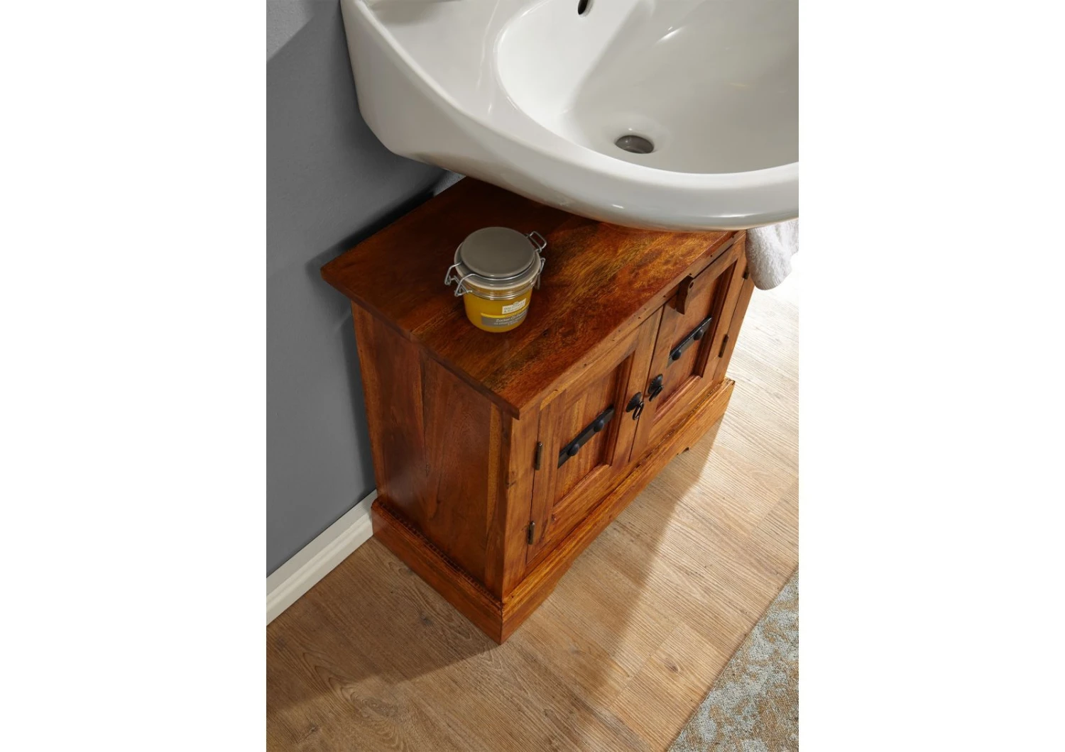 OXFORD #01007 Mobile Lavabo In Legno Di Acacia - Laccato / Miele 66x30x60 4 OXFORD #01007 Mobile Lavabo In Legno Di Acacia - Laccato / Miele 66x30x60 - immagine 2