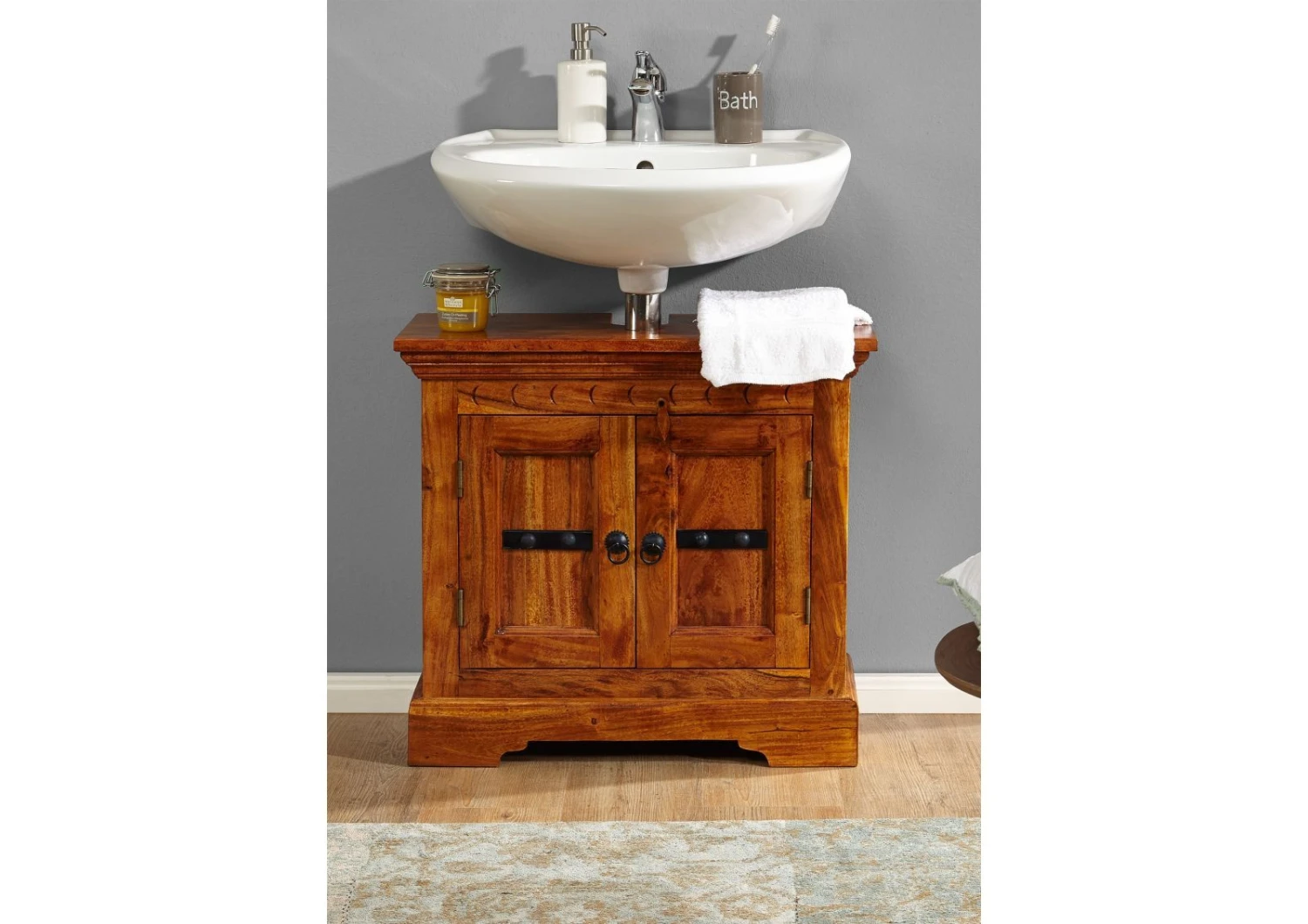 OXFORD #01007 Mobile Lavabo In Legno Di Acacia - Laccato / Miele 66x30x60 5 OXFORD #01007 Mobile Lavabo In Legno Di Acacia - Laccato / Miele 66x30x60 - immagine 3