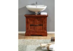 OXFORD #1007 Mobile Lavabo In Legno Di Acacia - Laccato / Nougat 66x30x60 -Massivmoebel24 09 900 620 9007 3