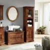 OXFORD #1016 Set Mobili Da Bagno In Legno Di Acacia - Laccato / Nougat -Massivmoebel24 09 900 620 9008 1