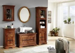 OXFORD #1016 Set Mobili Da Bagno In Legno Di Acacia - Laccato / Nougat