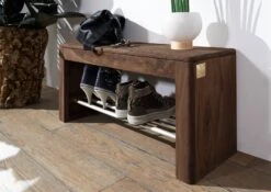 TORONTO #145 Scarpiera In Legno Di Sheesham - Decapato / Smoked Cherry 81x30x40