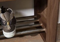 TORONTO #145 Scarpiera In Legno Di Sheesham - Decapato / Smoked Cherry 81x30x40 -Massivmoebel24 09 900 665 0046 4