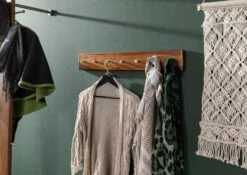 TORONTO #240 Appendiabiti Da Parete In Legno Di Sheesham - Cerato / Noce 70x5x10