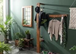 TORONTO #243 Appendiabiti Da Parete In Legno Di Sheesham - Cerato / Noce 36x32x200